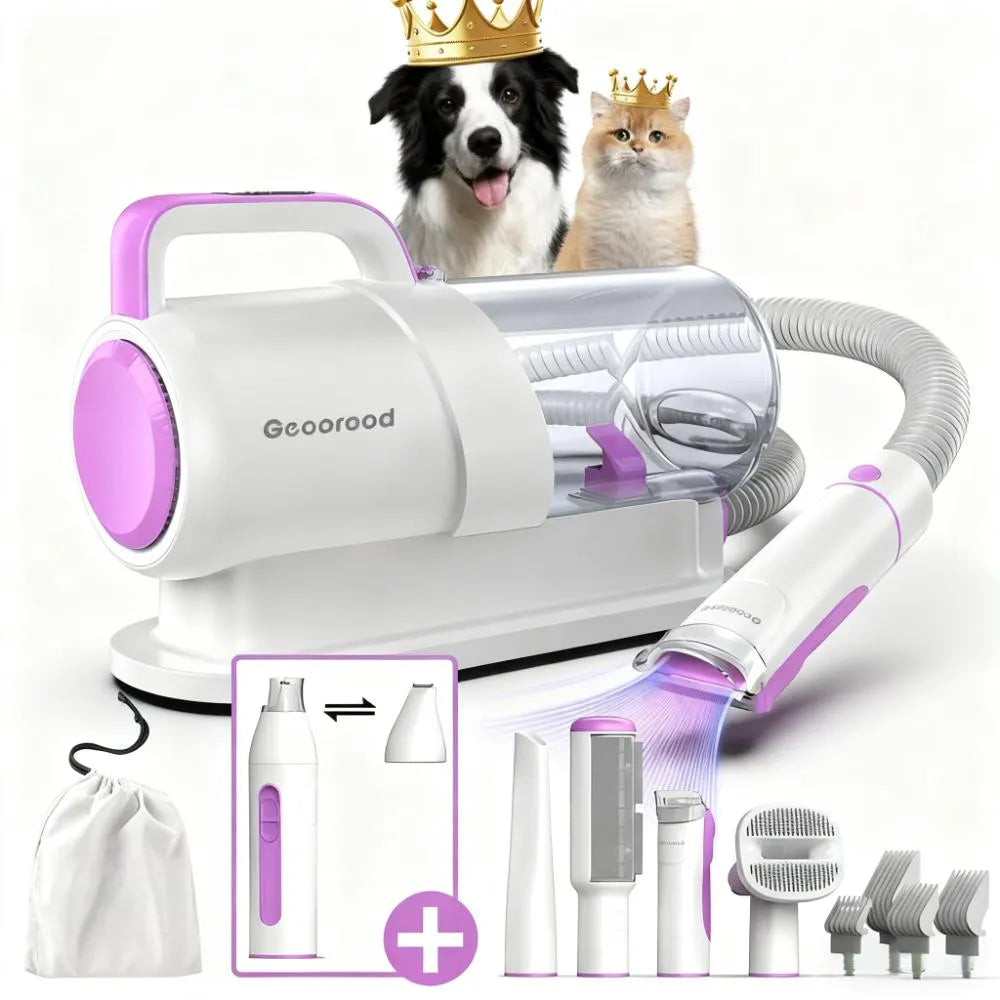 Home Pet Grooming Kit: Vacuum with 2.5L Cup & Clippers for Dog/Cat Hair