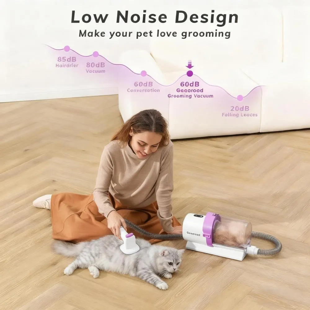 Home Pet Grooming Kit: Vacuum with 2.5L Cup & Clippers for Dog/Cat Hair