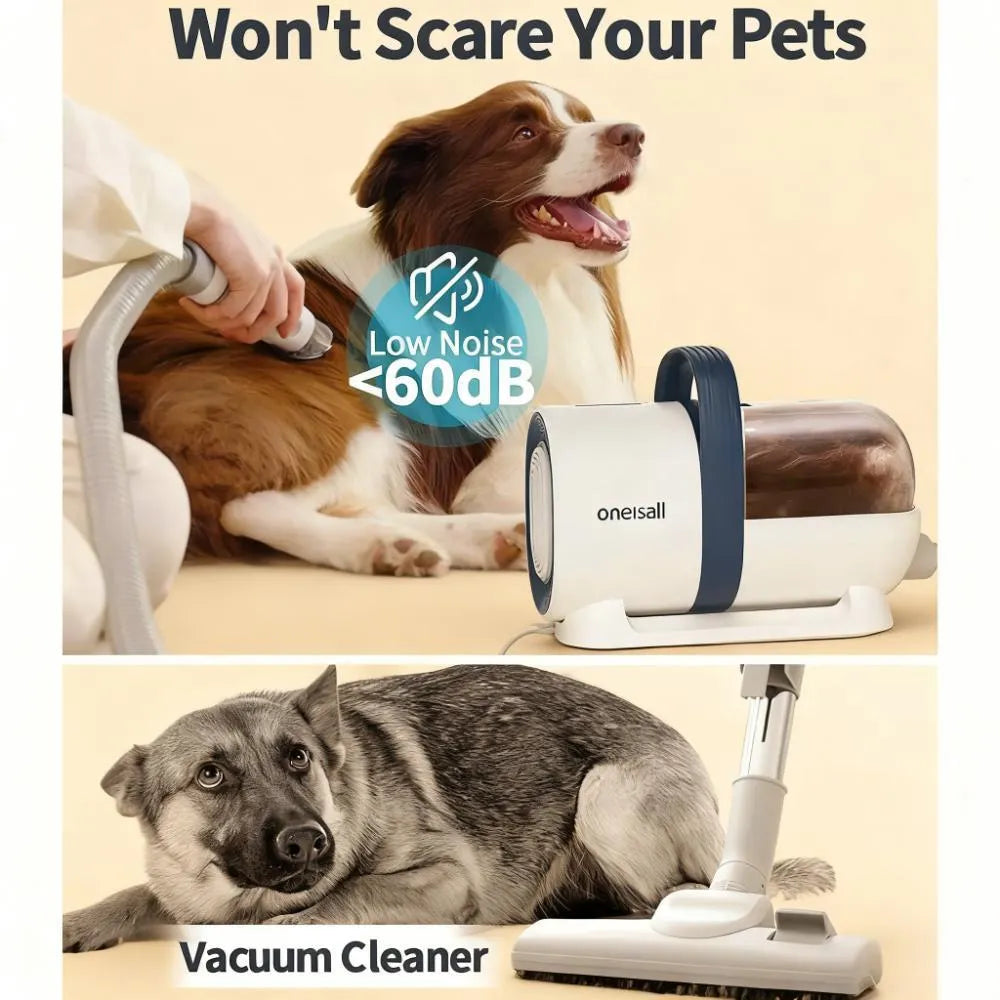 7-in-1 Low-Noise Pet Grooming Vacuum with 1.5L Capacity for Shedding