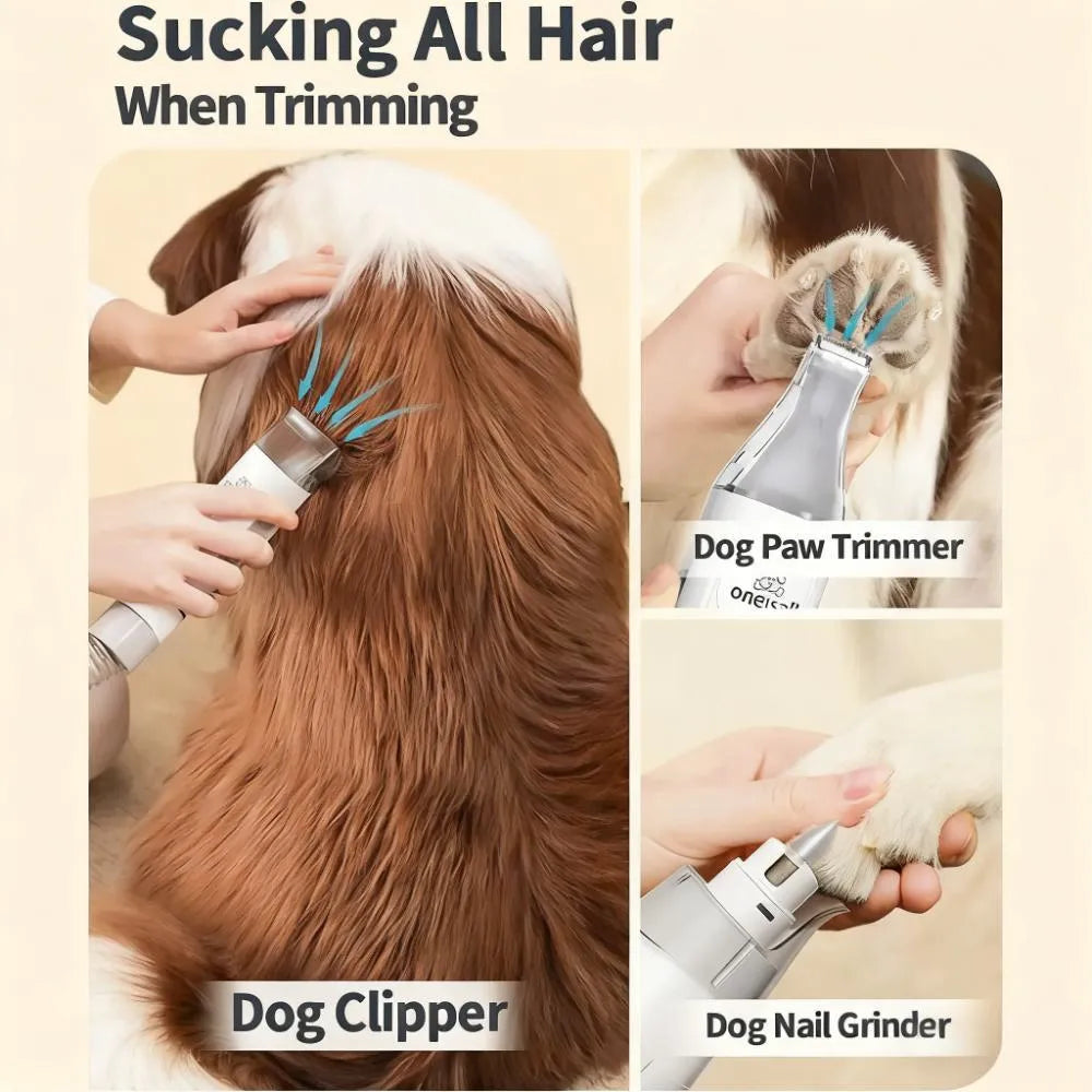 7-in-1 Low-Noise Pet Grooming Vacuum with 1.5L Capacity for Shedding