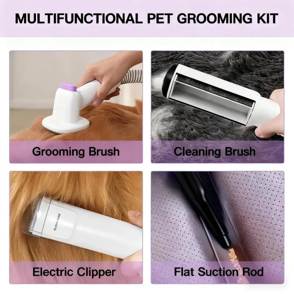 Home Pet Grooming Kit: Vacuum with 2.5L Cup & Clippers for Dog/Cat Hair