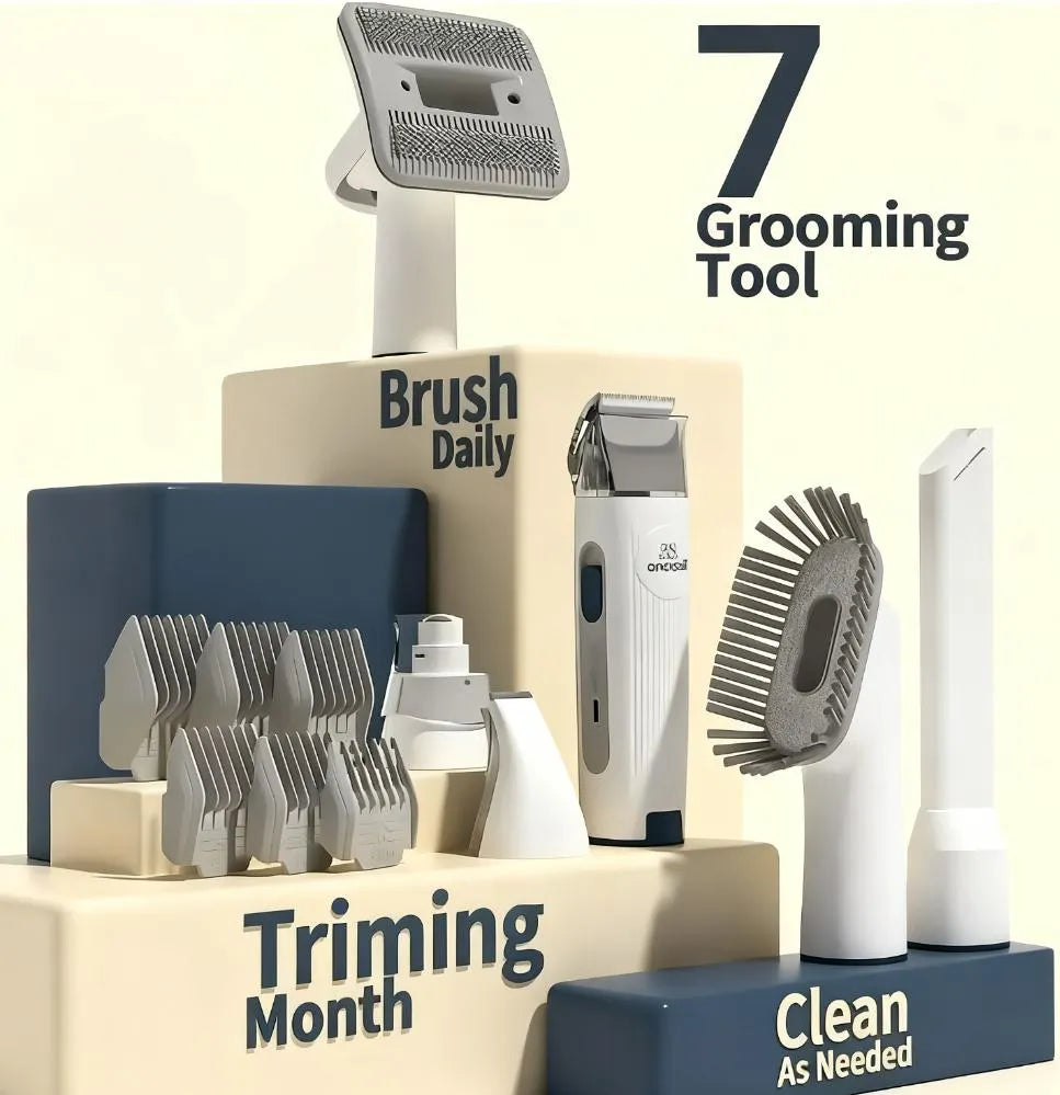7-in-1 Low-Noise Pet Grooming Vacuum with 1.5L Capacity for Shedding