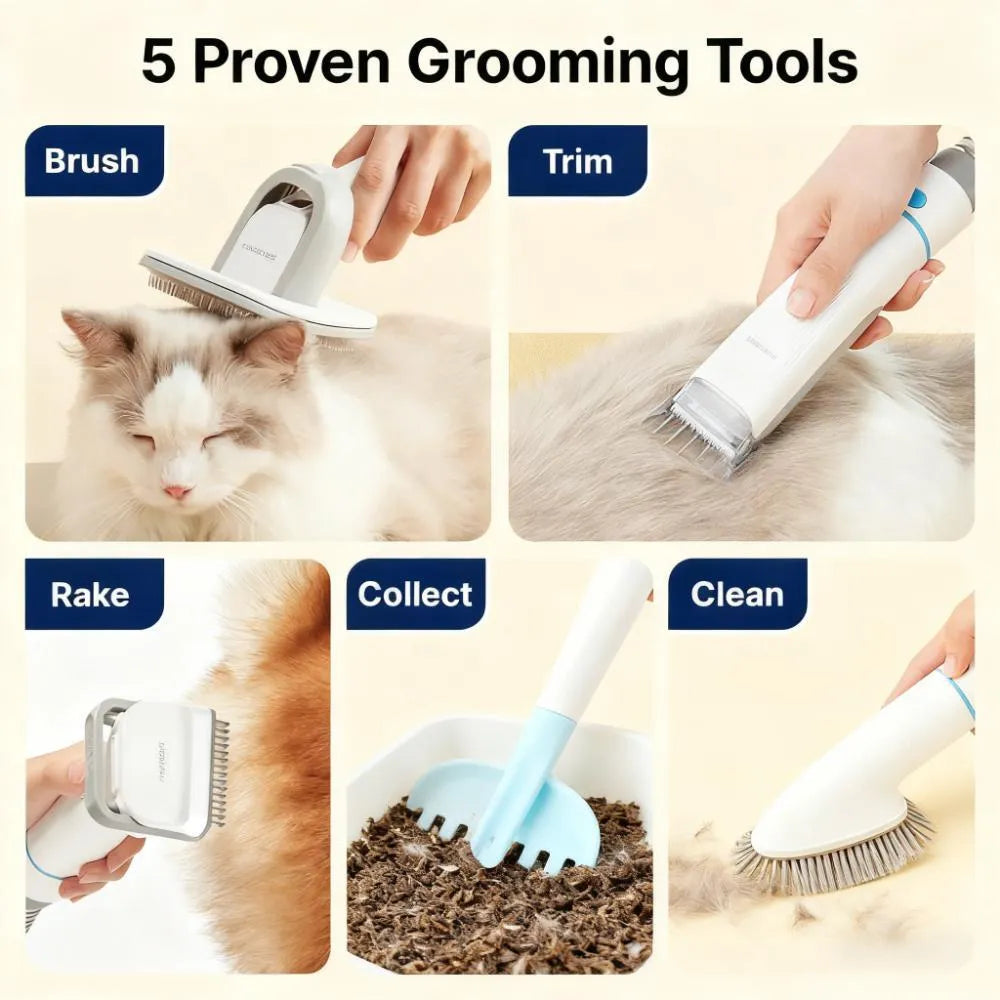 5-in-1 Pet Grooming Kit with Vacuum for Dogs and Cats