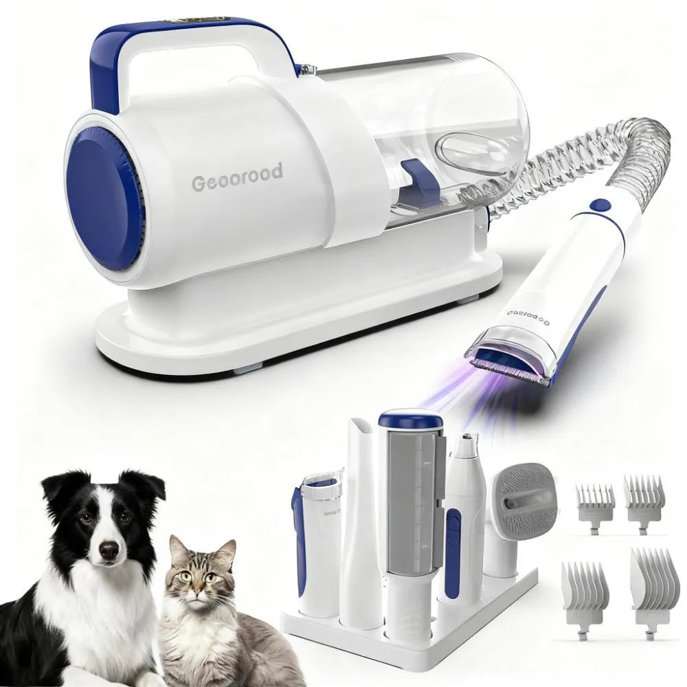 Home Pet Grooming Kit: Vacuum with 2.5L Cup & Clippers for Dog/Cat Hair