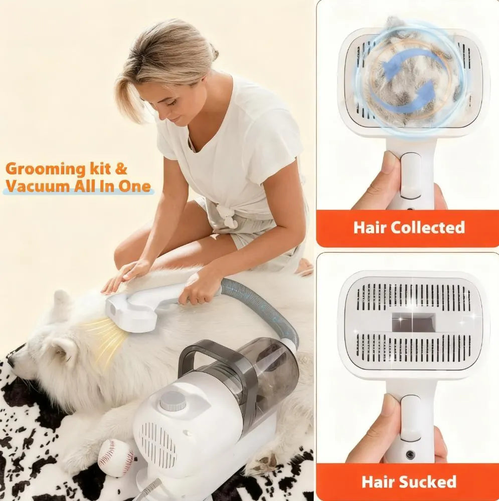 2-in-1 Pet Hair Vacuum and Grooming Tool for Dogs, Cats