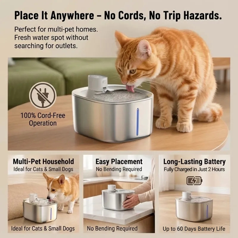 PawSprint™ Smart Wireless Cat Fountain — Smart Sensor, Fresh Flow