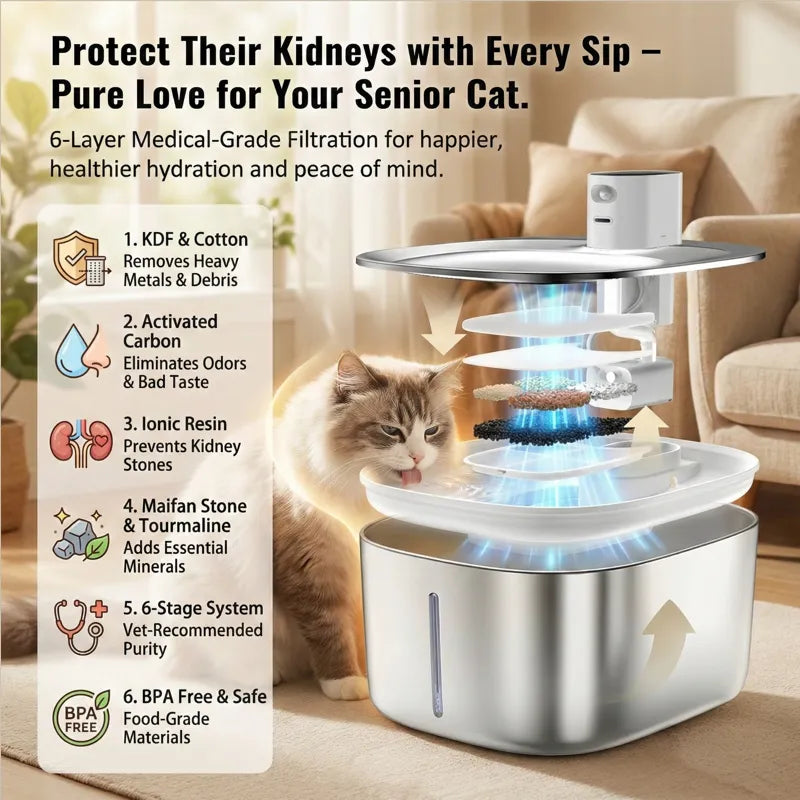 PawSprint™ Smart Wireless Cat Fountain — Smart Sensor, Fresh Flow
