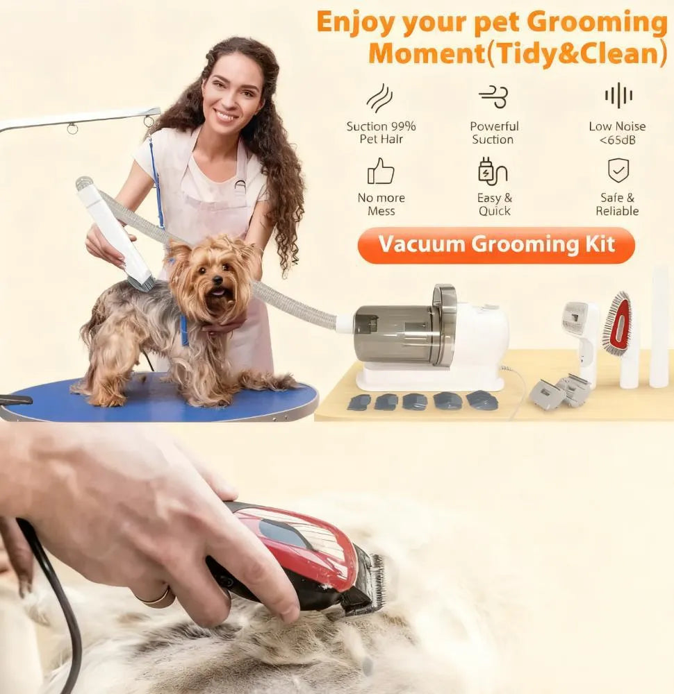 2-in-1 Pet Hair Vacuum and Grooming Tool for Dogs, Cats