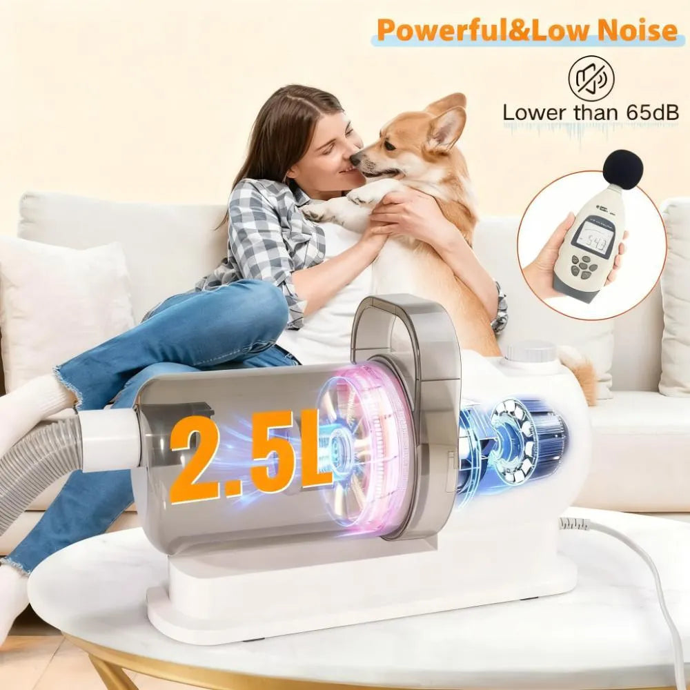 2-in-1 Pet Hair Vacuum and Grooming Tool for Dogs, Cats