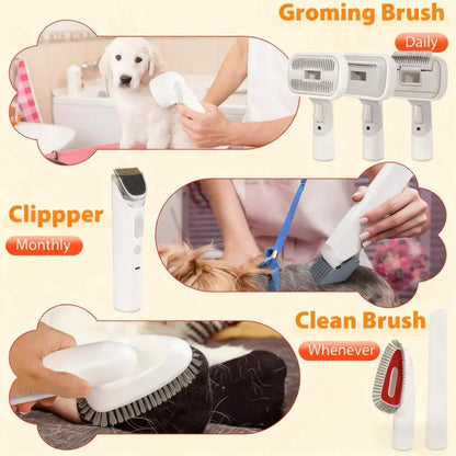 2-in-1 Pet Hair Vacuum and Grooming Tool for Dogs, Cats
